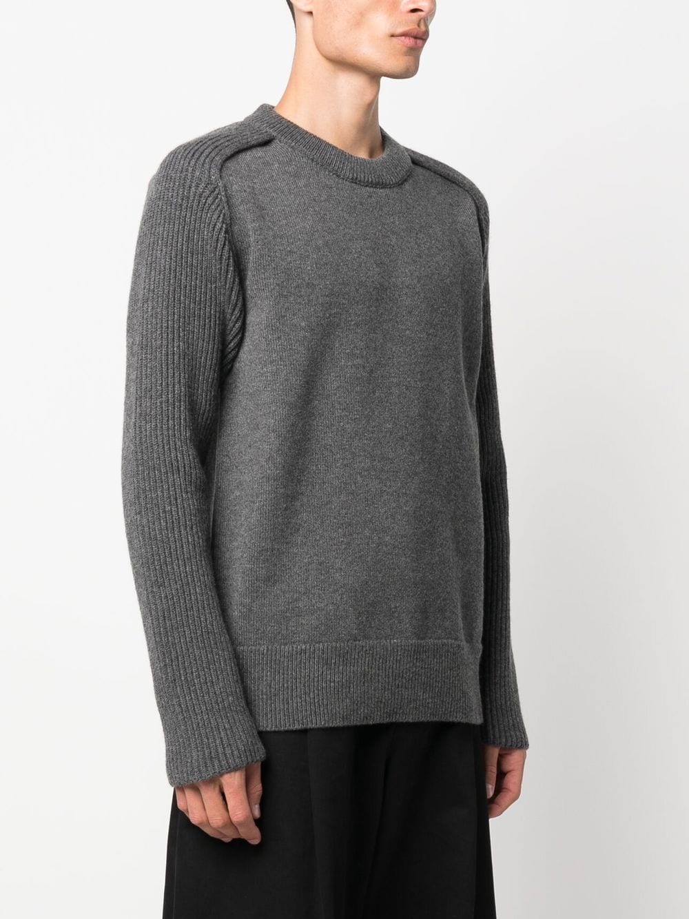 Shop Jil Sander Ribbed Knit-sleeve Jumper In 灰色