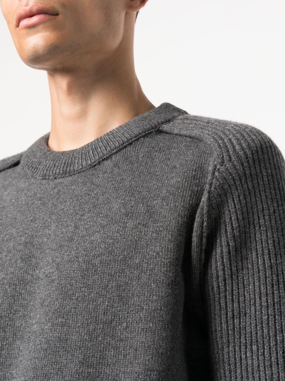 Shop Jil Sander Ribbed Knit-sleeve Jumper In 灰色