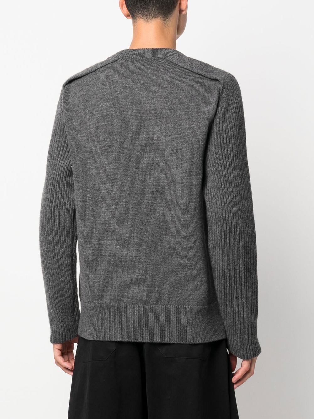 Shop Jil Sander Ribbed Knit-sleeve Jumper In 灰色