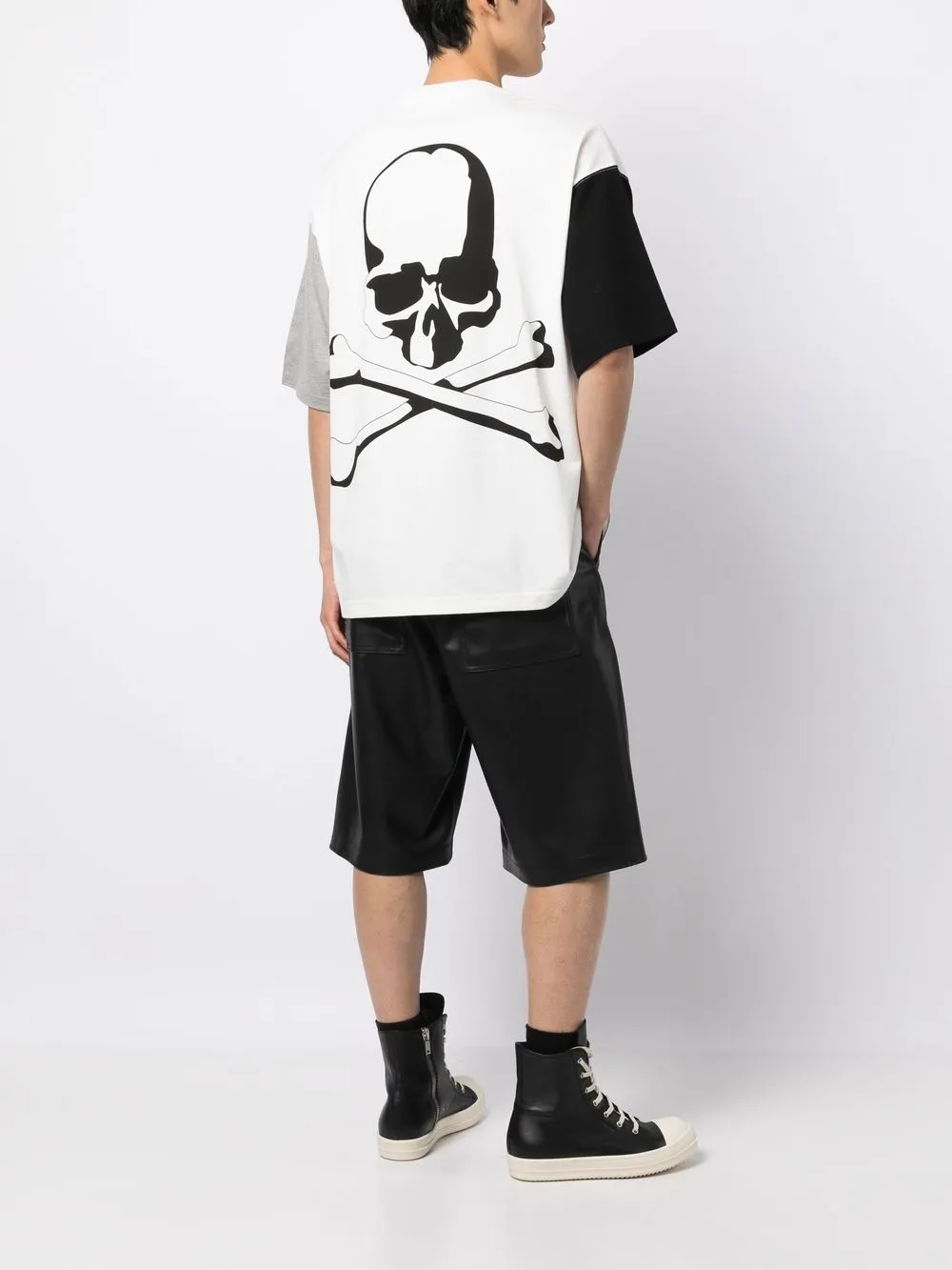 

Mastermind Japan colour-block logo-print T-shirt - White