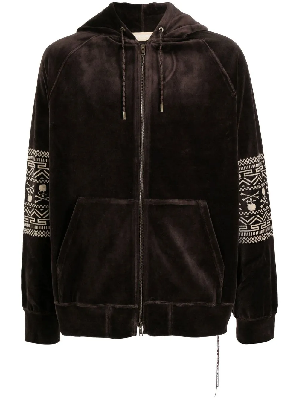 

Mastermind World velvet logo-stripe hoodie - Brown