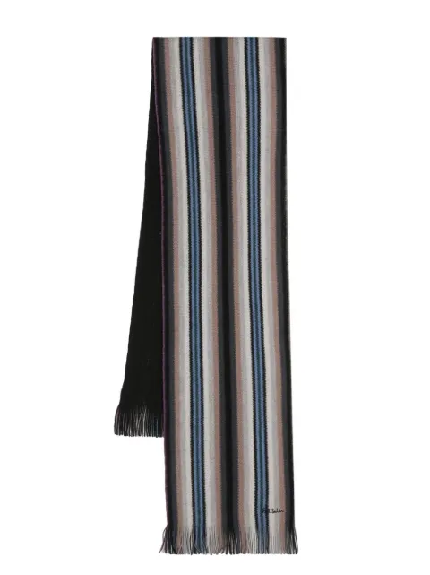 stripe-print wool scarf