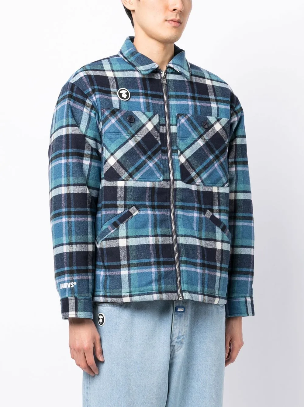 Affordable Off-White check-print zip-up shirt Men