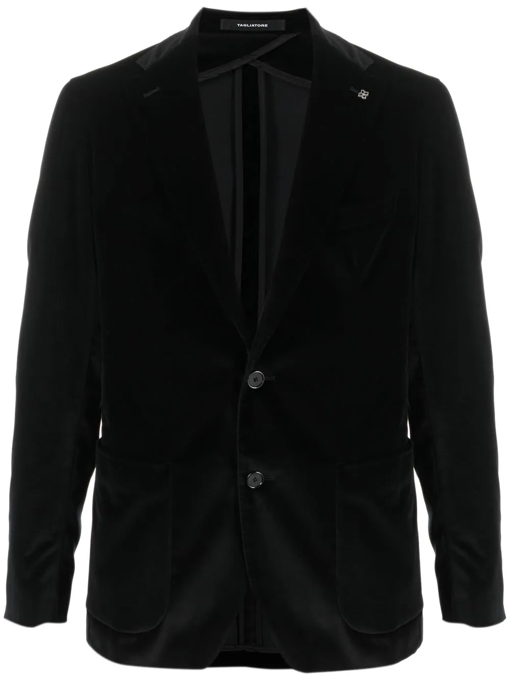 

Tagliatore velvet-effect single breasted blazer - Black