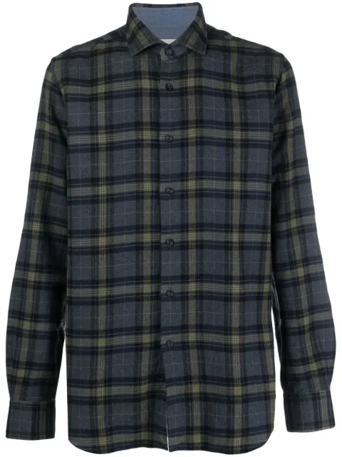 Xacus tartan-check felted-finish shirt