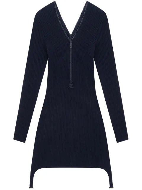Courrèges robe nervurée à fermeture zippée