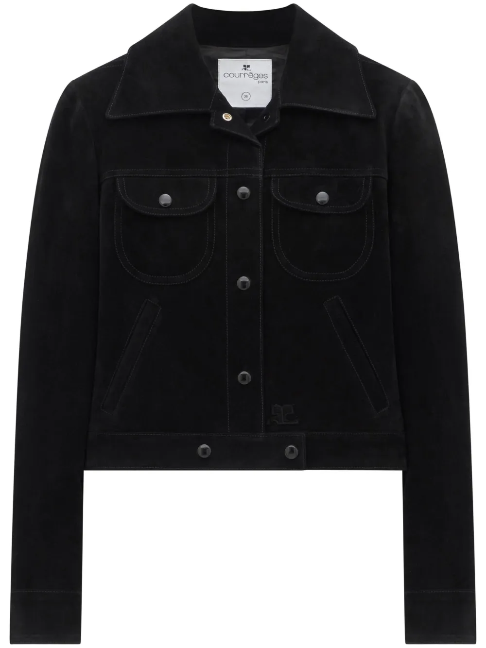 Courrèges Cropped Long-sleeve Shirt Jacket In Black