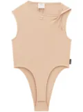 Courrèges logo-patch twist-detail bodysuit - 1019 DUNE