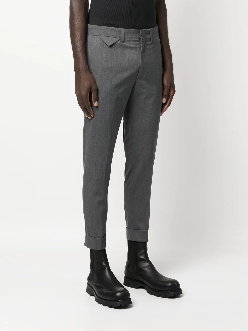  Low Brand Melange-effect Tailored Trousers - Grey 