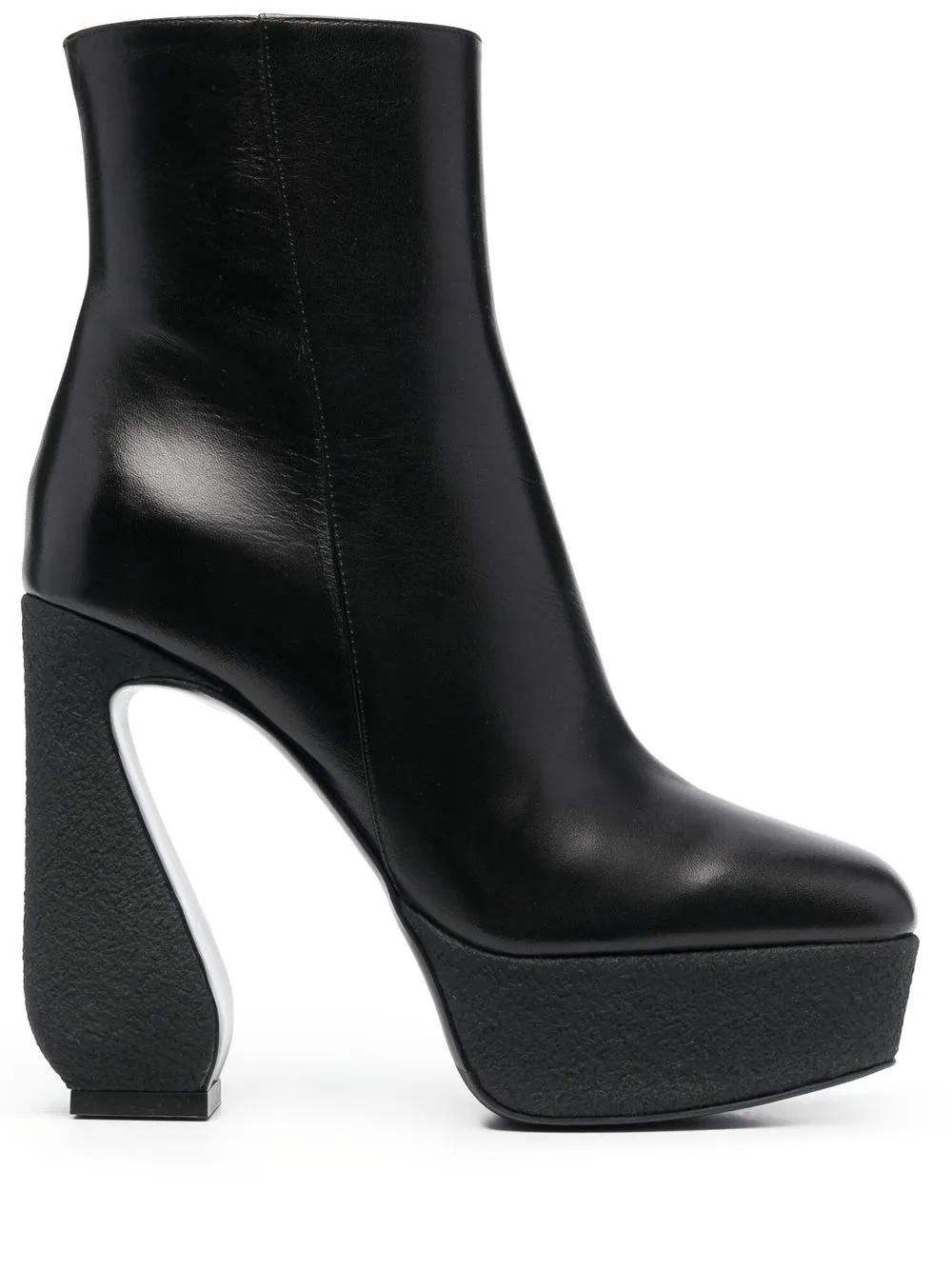 

Si Rossi square-toe leather platform boots - Black