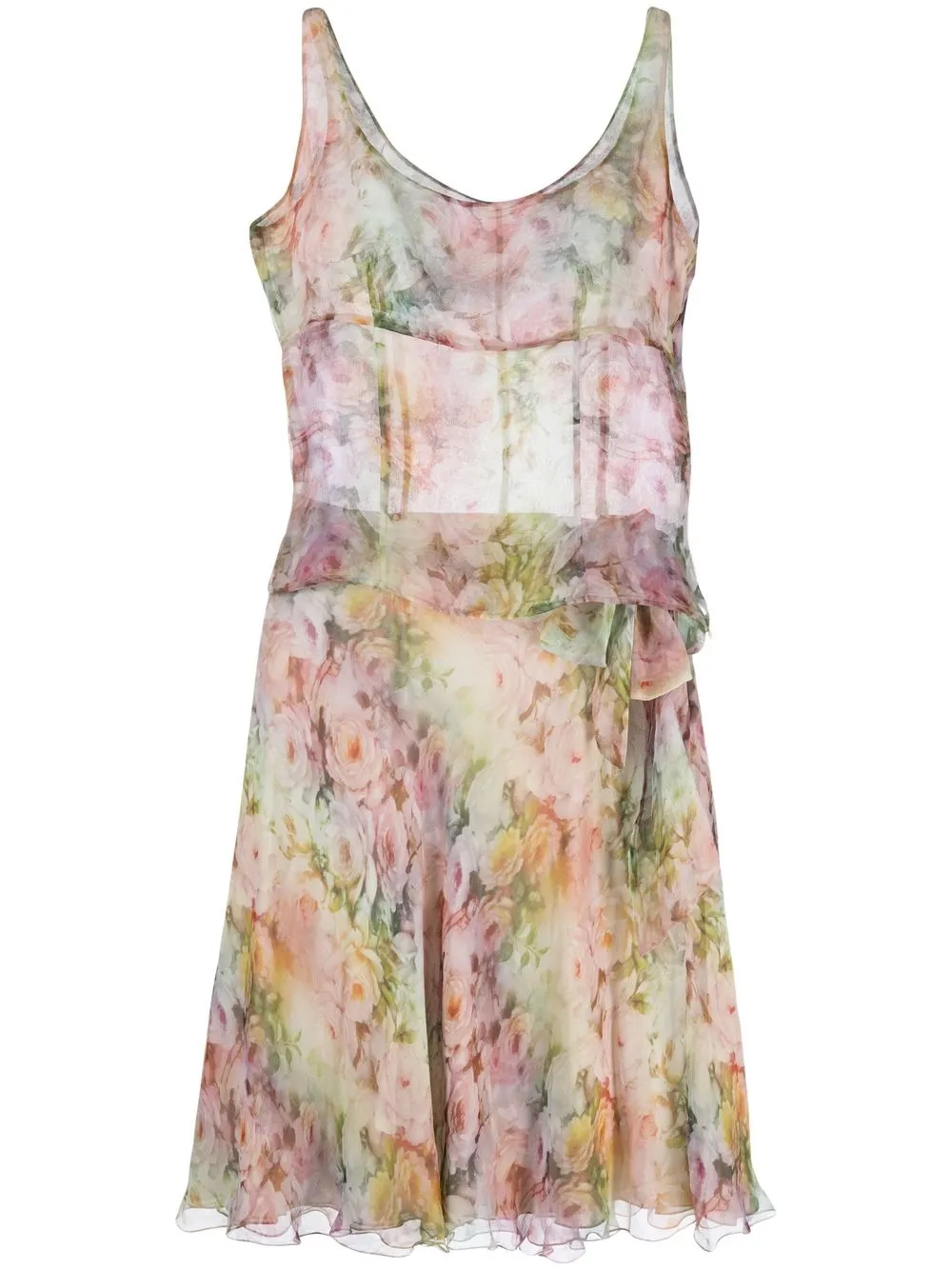 

Valentino Pre-Owned 1990s rose print sheer top and skirt set - Green