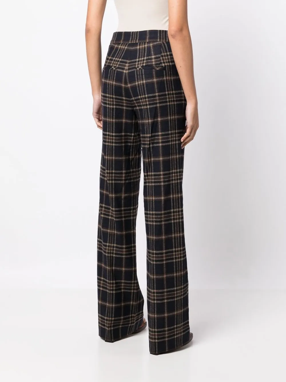 Veronica Beard plaid check wide leg Trousers Farfetch