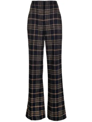 Veronica Beard plaid check wide leg Trousers Farfetch