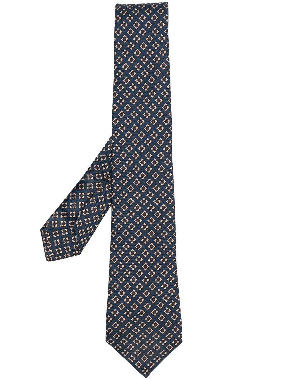 

Kiton flower-print silk tie - Blue