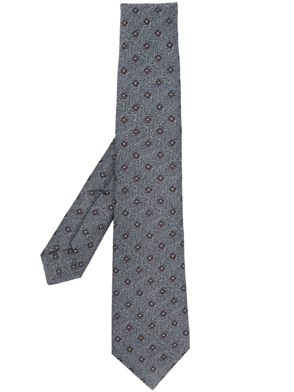 

Kiton floral-pattern knit tie - Grey