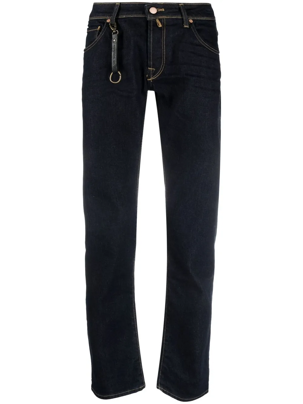 

Incotex contrast stitching straight-leg jeans - Blue