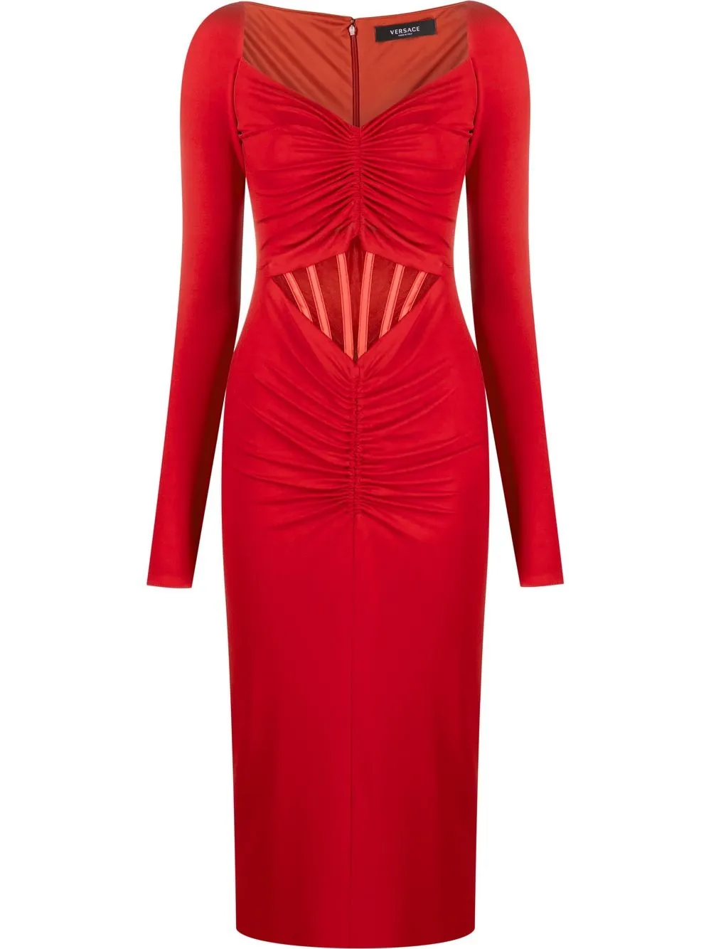 versace-gathered-detail-long-sleeve-dress-red-farfetch