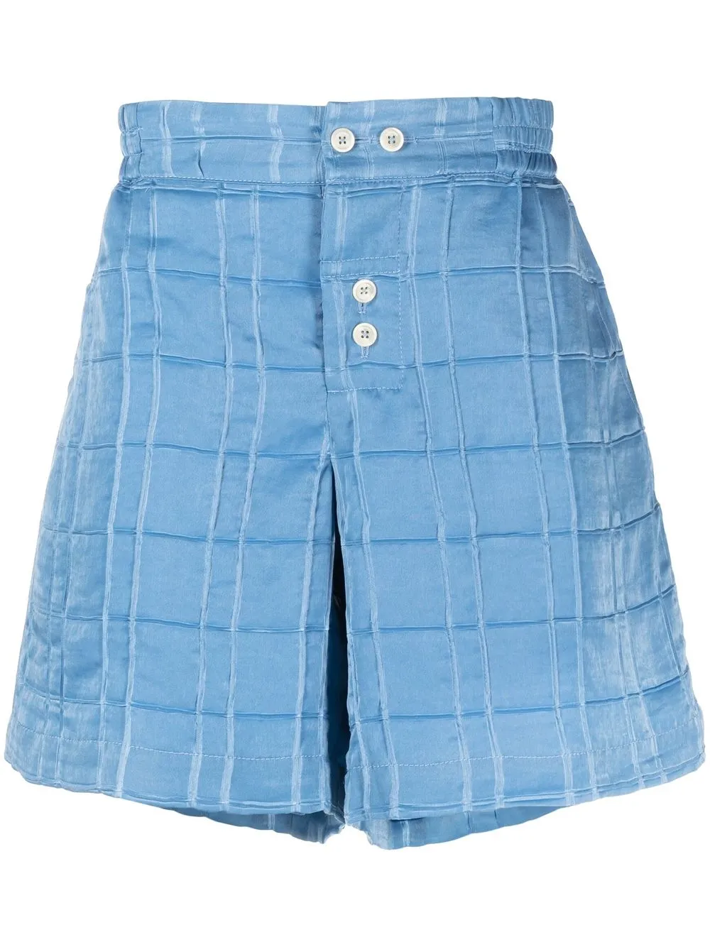 

Jacquemus grid-pattern satin Bermuda shorts - Blue