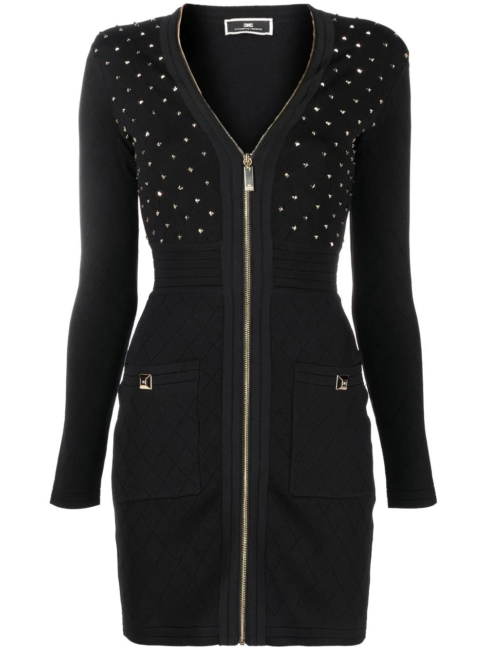 

Elisabetta Franchi stud-embellished ribbed-knit dress - Black