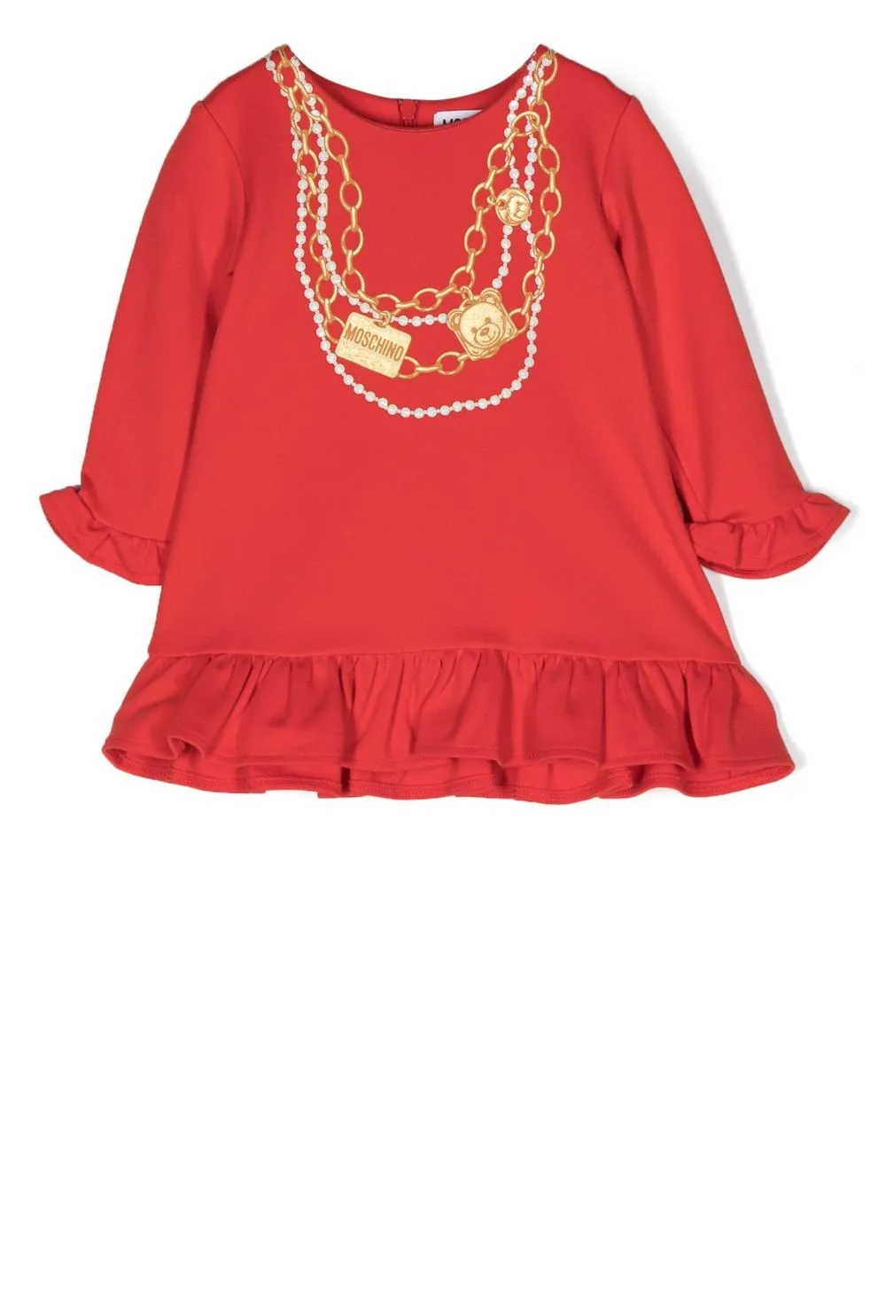 

Moschino Kids vestido con peplum y estampado Bling - Rojo