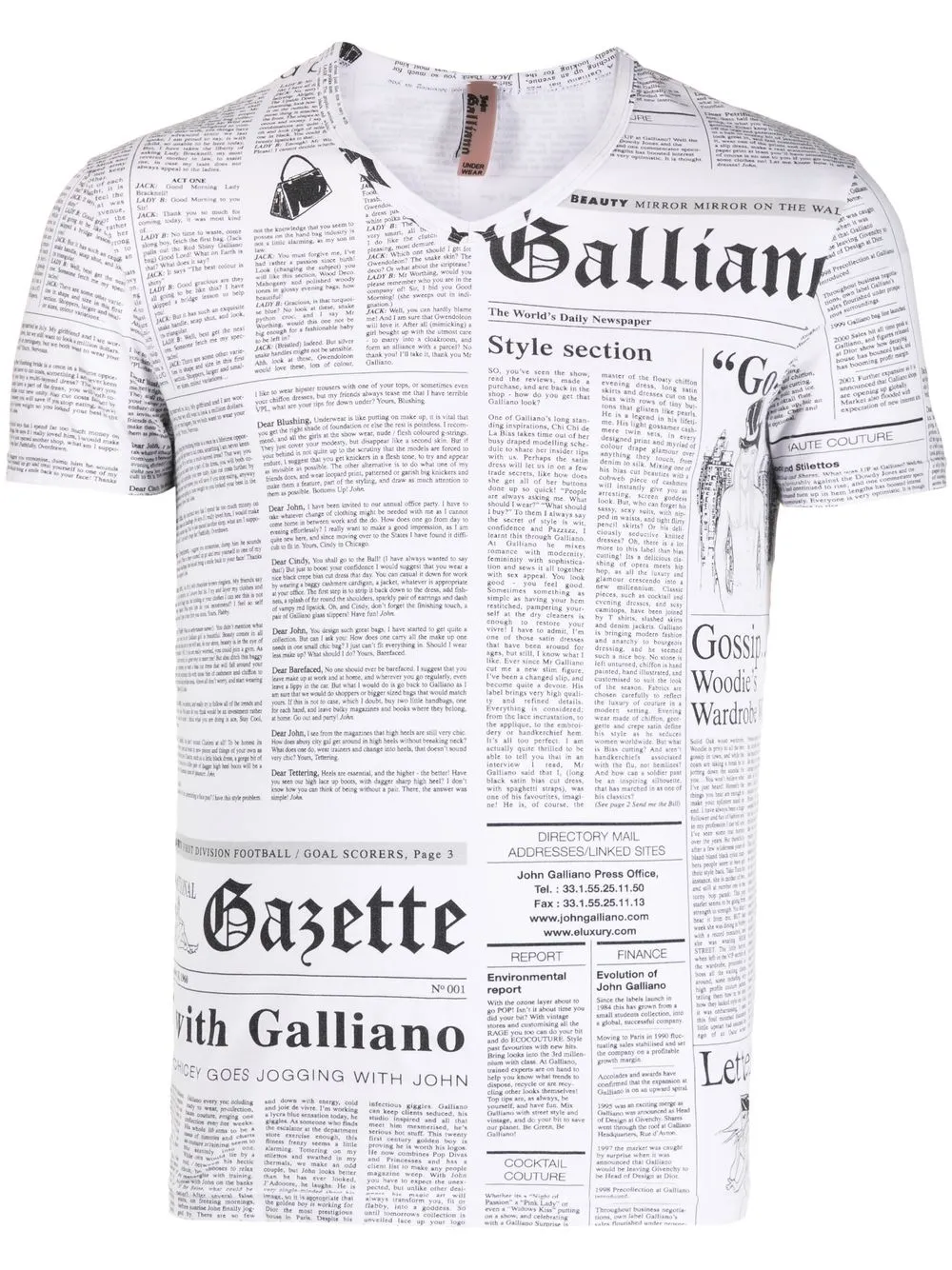 Pre-owned John Galliano Gazette 印花t恤（2000年代典藏款） In White