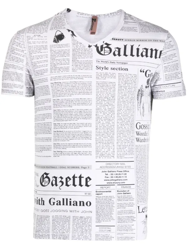 John Galliano Pre-owned 2000s Gazette Print T-Shirt - White