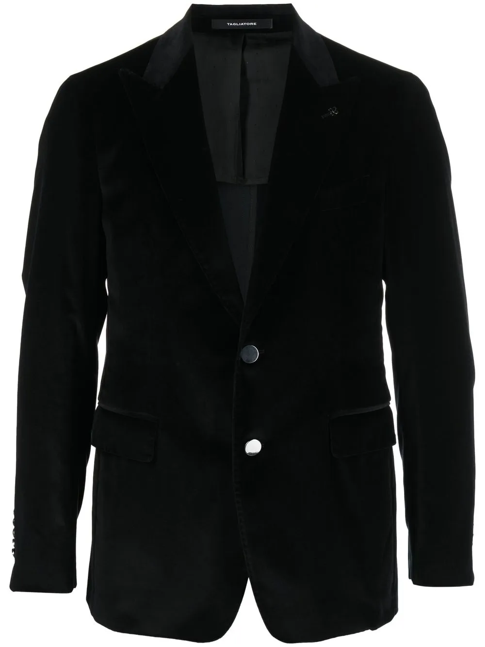 

Tagliatore single-breasted velvet-finish blazer - Black