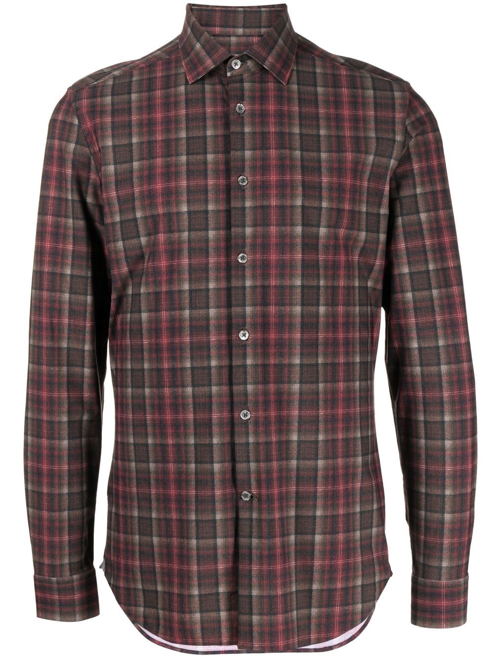 Corneliani checked slim-fit shirt - Red