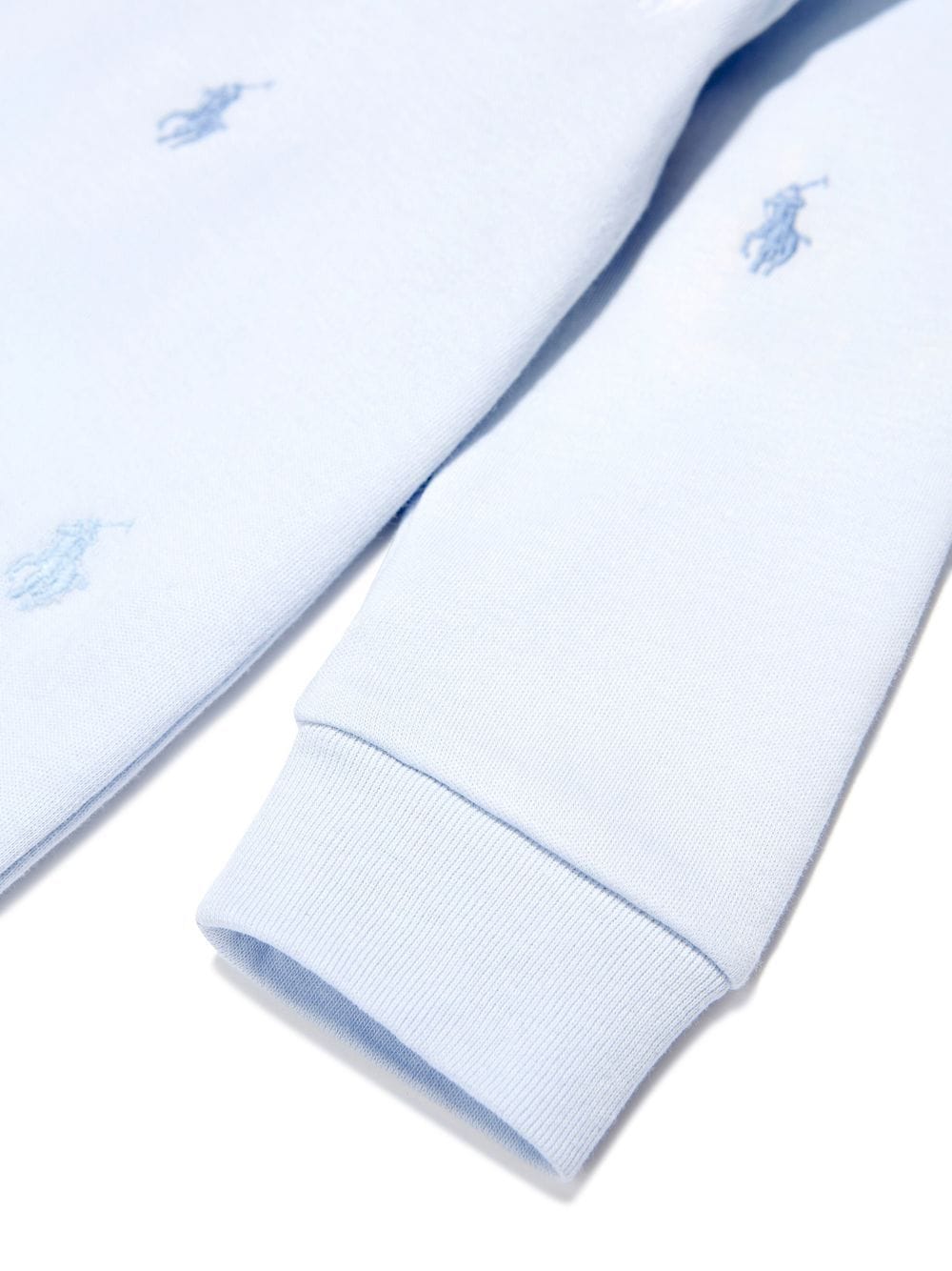 Shop Ralph Lauren Embroidered-logo Cotton Romper In Blue