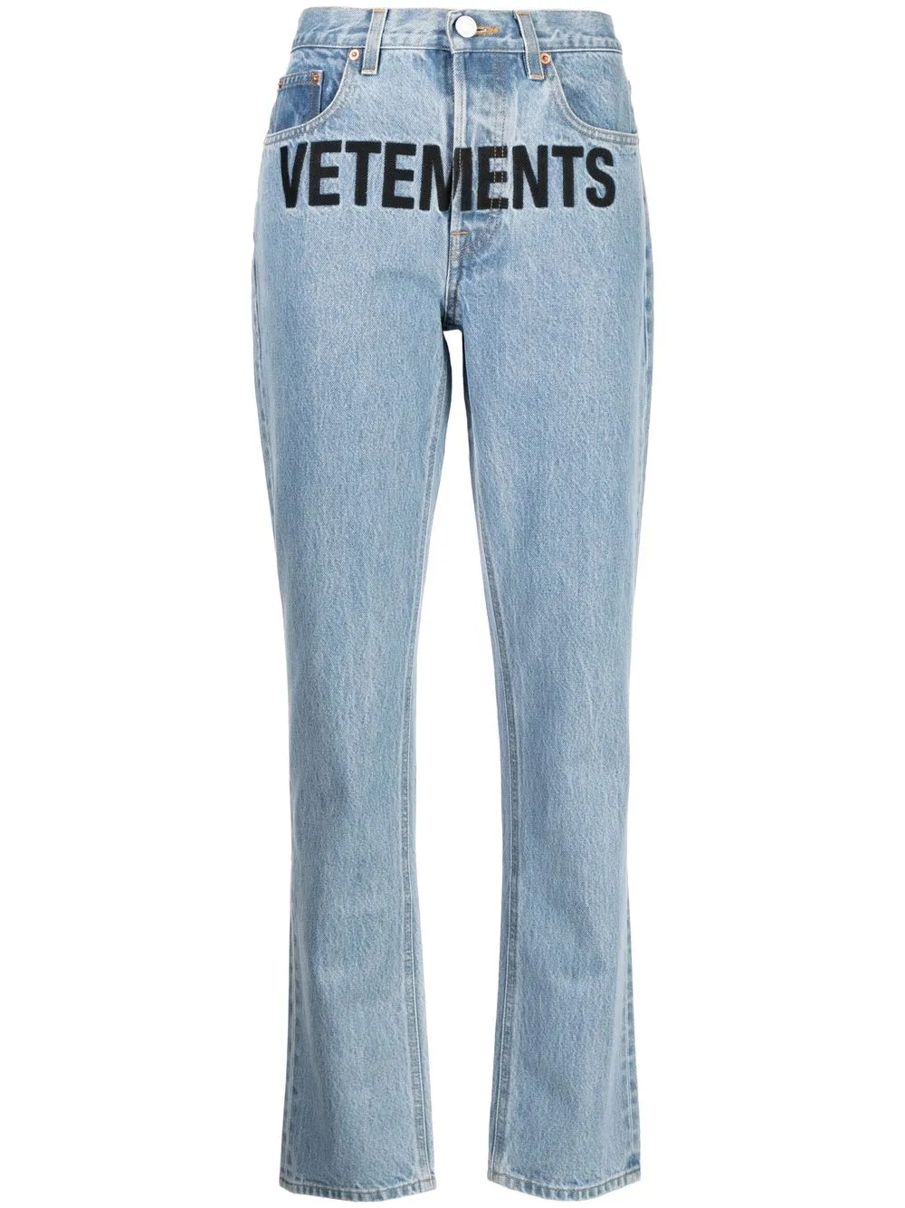 

VETEMENTS logo-print slim-cut jeans - Blue