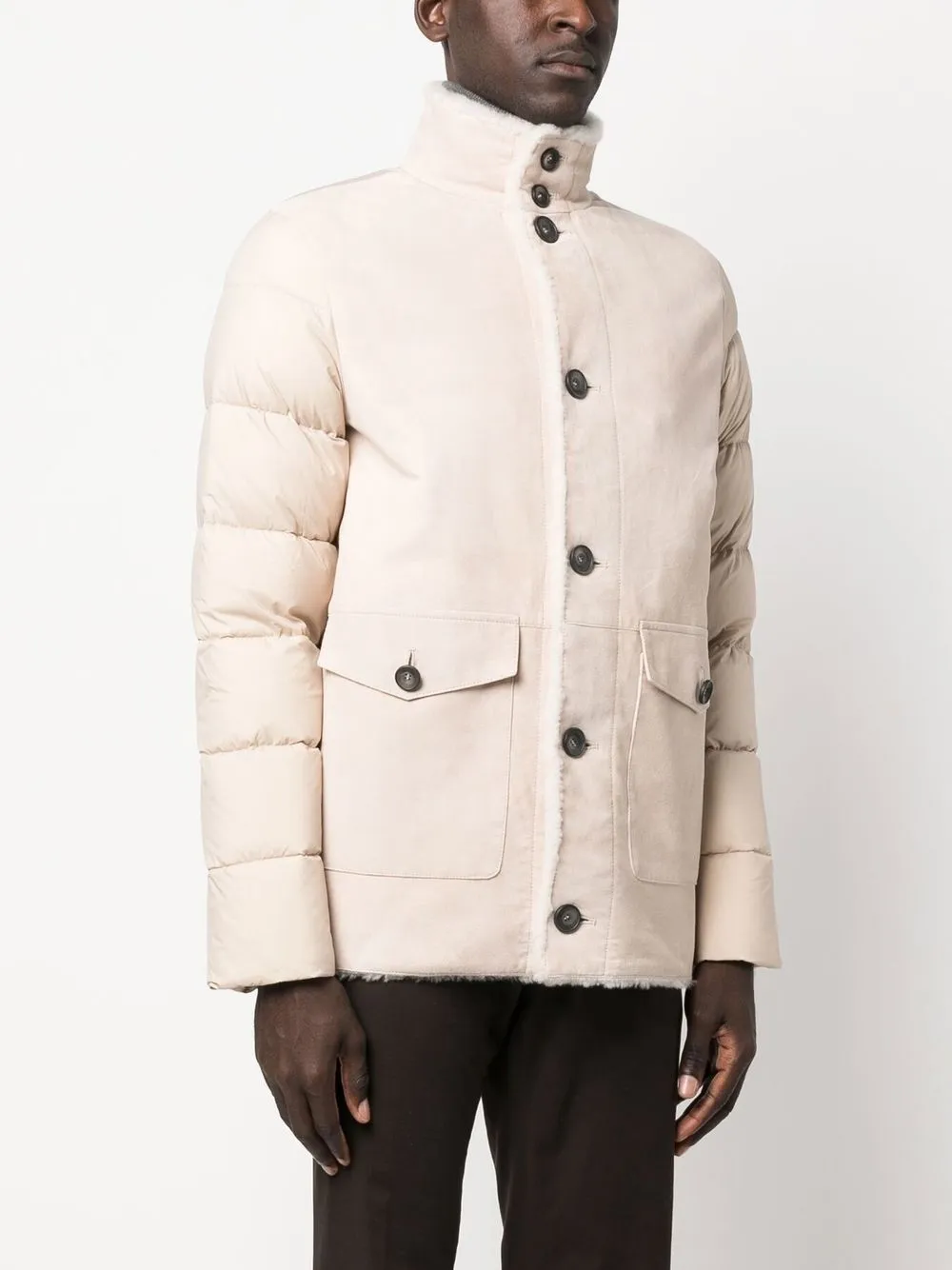 Herno Padded Shearling Jacket In Neutrals