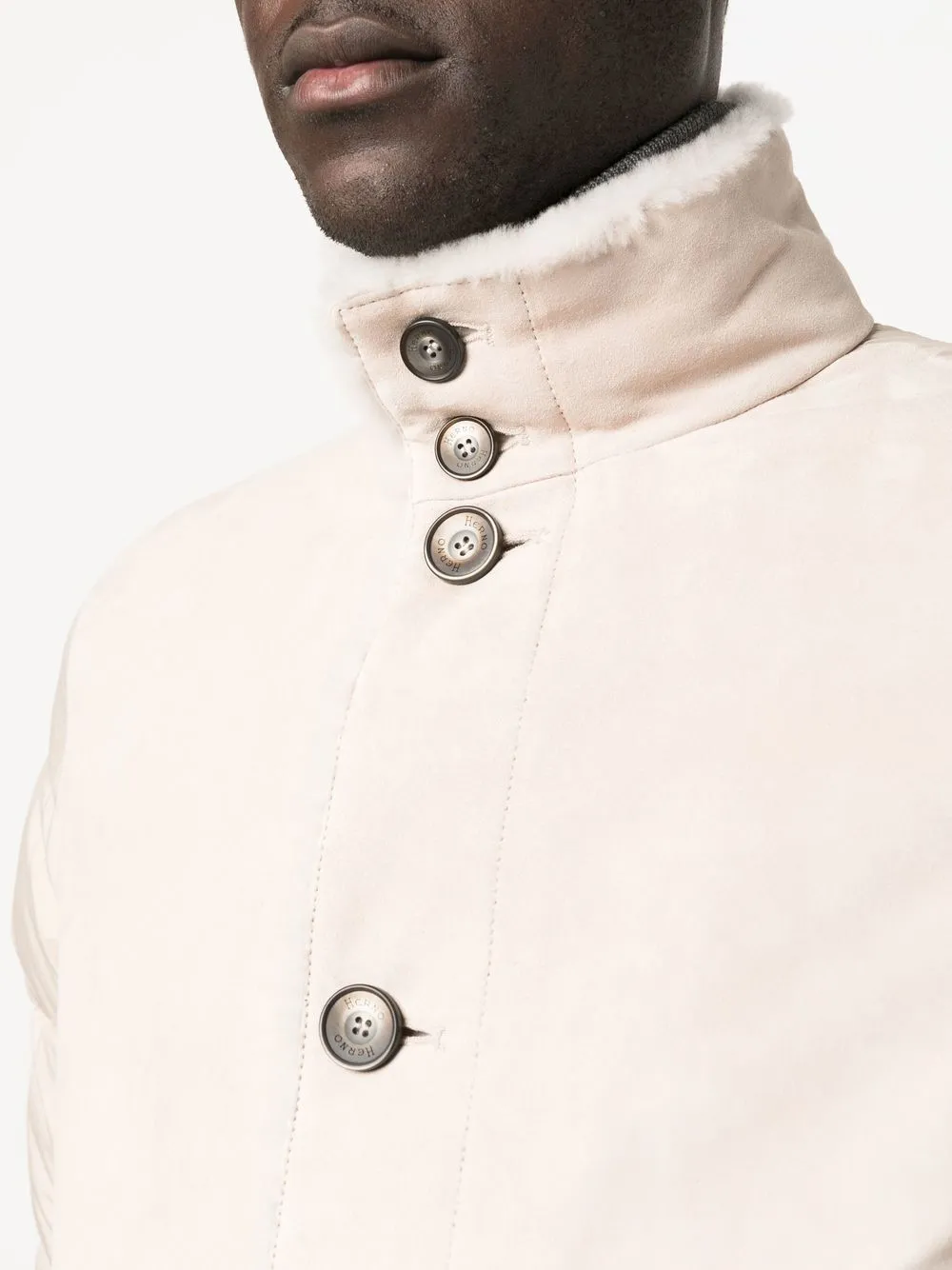 Herno Padded Shearling Jacket In Neutrals