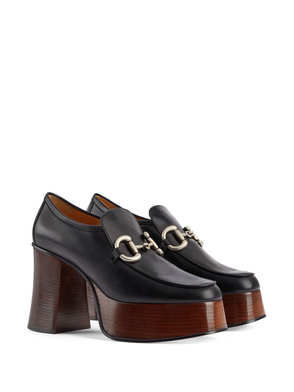 Shop Gucci Horsebit Buckle Platform Loafers In Black