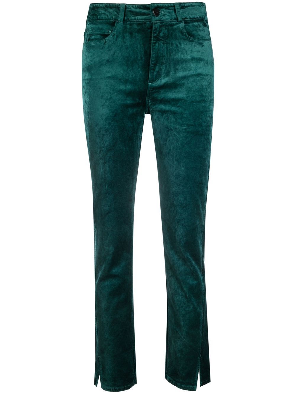 

PAIGE cropped velvet-effect trousers - Green