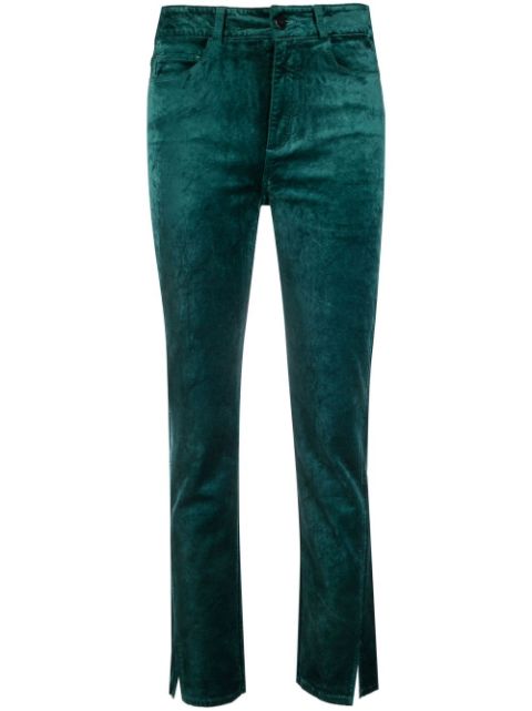 PAIGE - cropped velvet-effect trousers