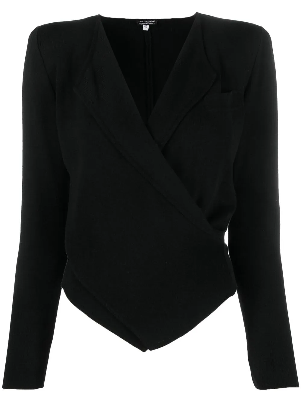 

Giorgio Armani Pre-Owned 1990s shoulder-padded wrapped blouse - Black
