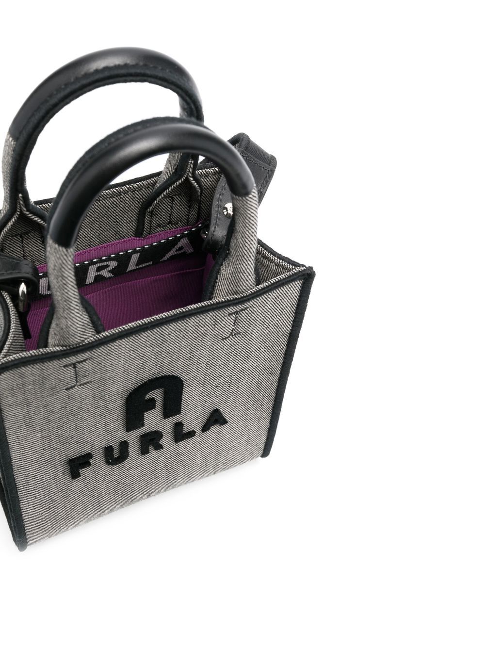 Shop Furla Logo-motif Canvas Tote In Grey