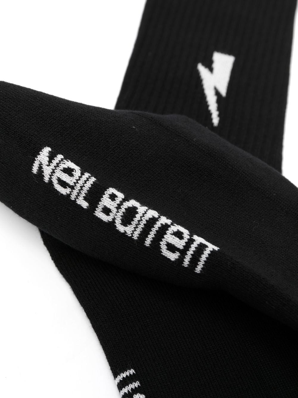 Shop Neil Barrett Ribbed Logo Socks In Black