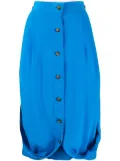 QUIRA high-waisted buttoned silk skirt - Blue