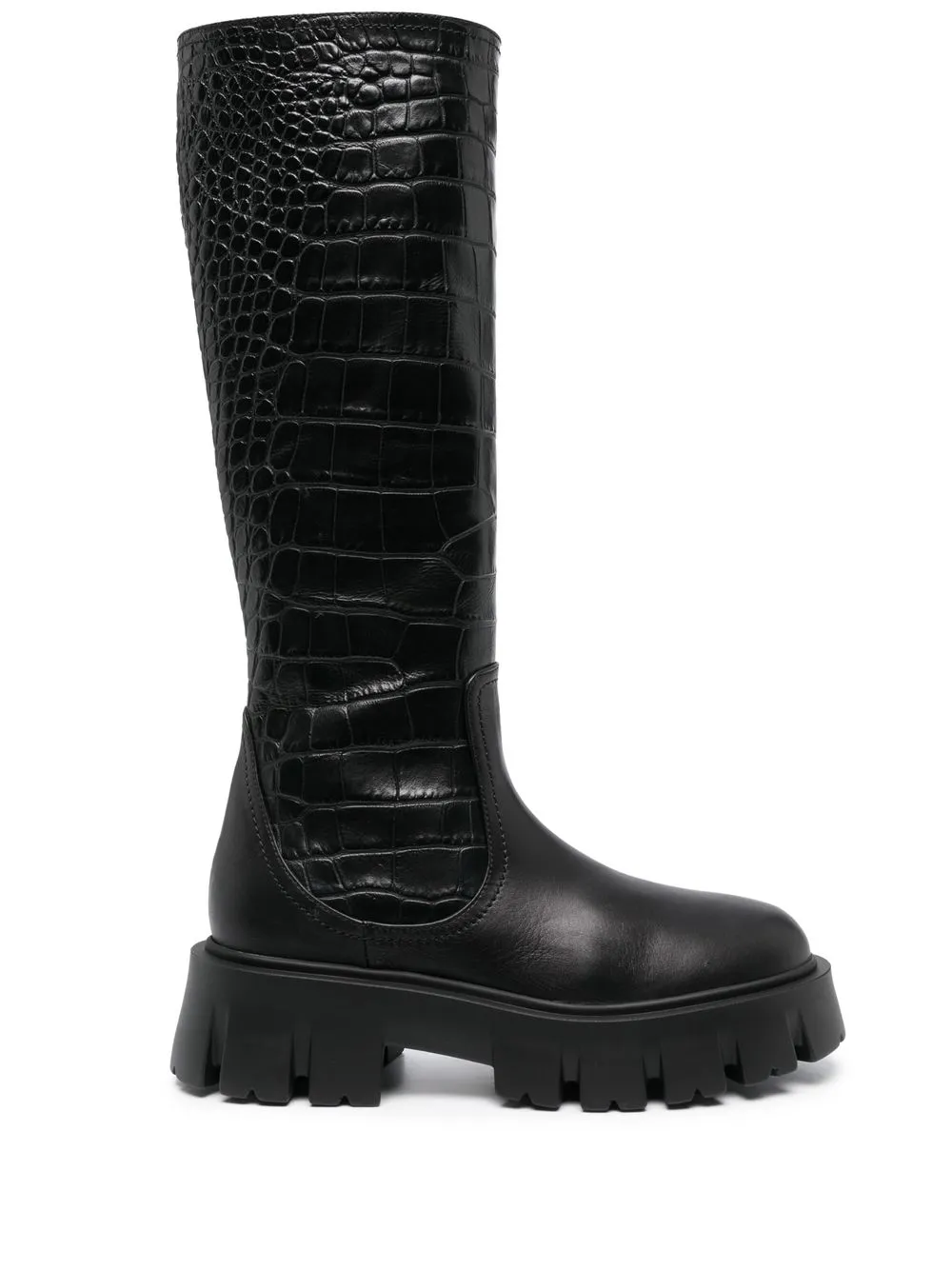 

Ermanno Scervino croco-embossed knee-length boots - Black