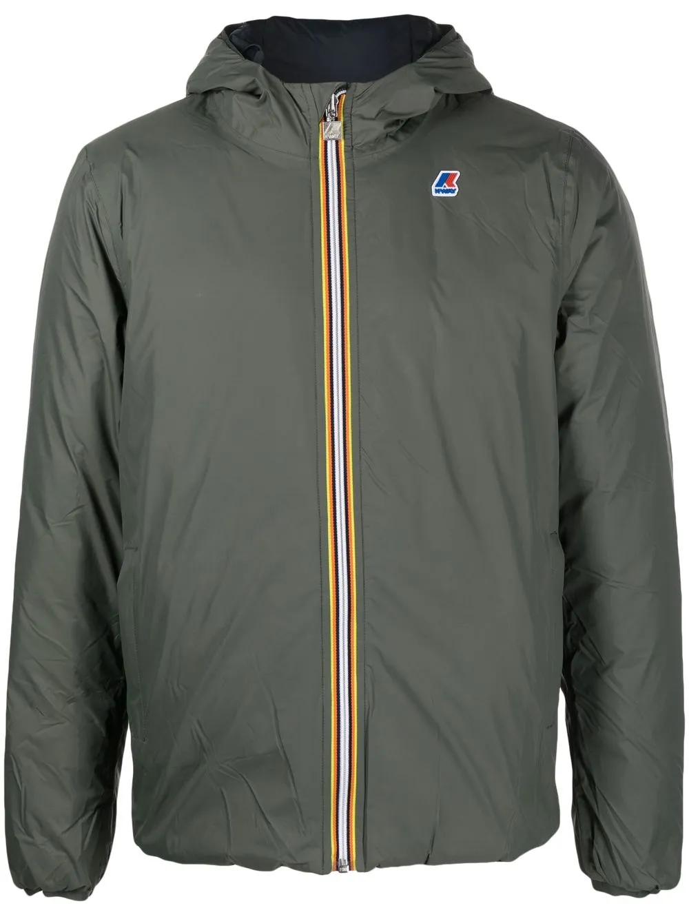 

K-Way logo-patch hooded jacket - Green