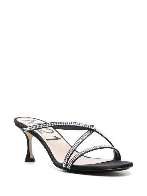 Nº21 60mm crystal-embellished crossover-strap mules 23ECPXNV15071 - 1