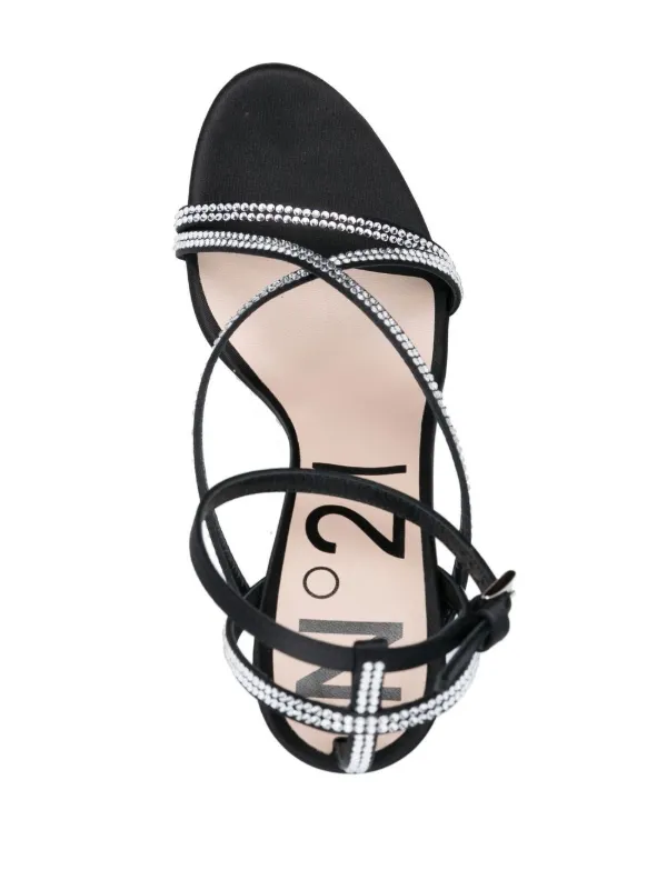 Nº21 Sandália Com Cristais e Salto 100mm | Preto | FARFETCH BR