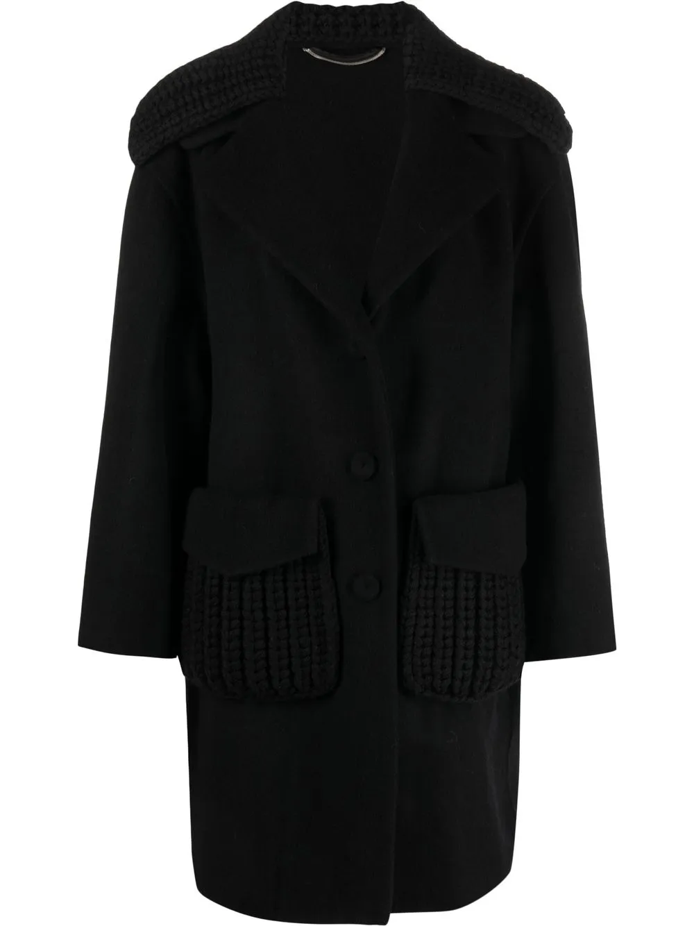 

Ermanno Scervino knit-detail single-breasted coat - Black