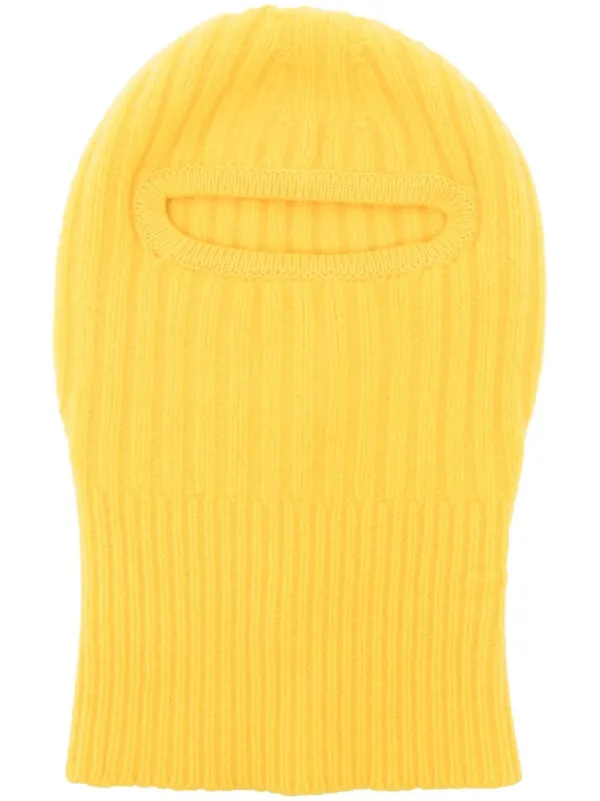 Walter Van Beirendonck Ribbed Knit Mask in Yellow