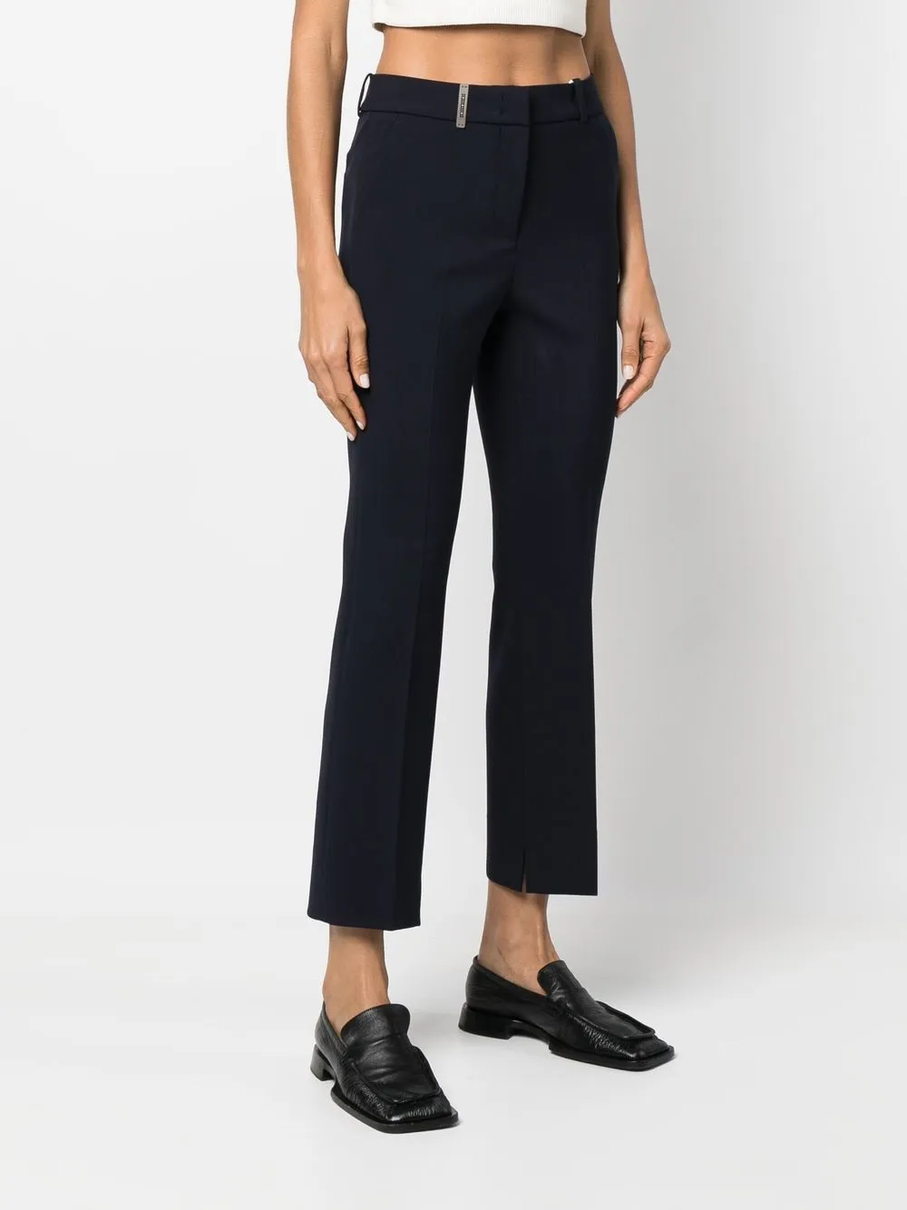 Shop Peserico Cropped Tailored Trousers In Blue