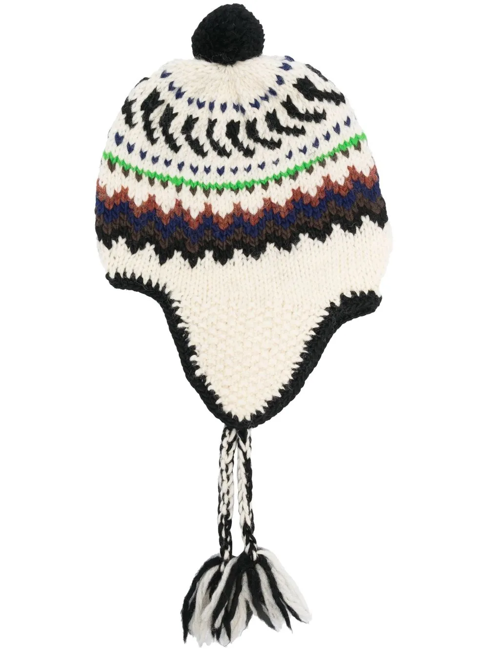 

Junya Watanabe patterned-jacquard pom-pom beanie - White