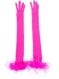 STYLAND feather-trim opera gloves - Pink