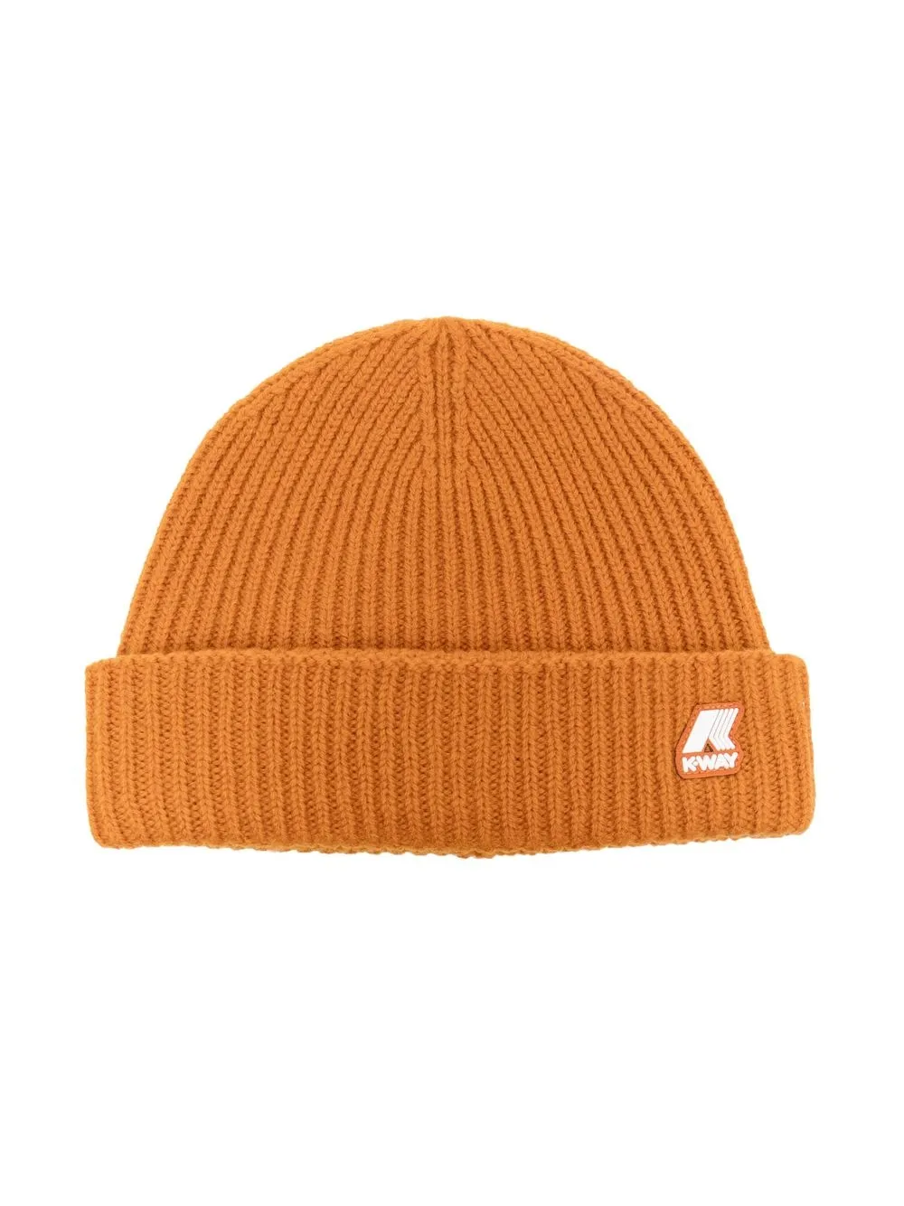 

K Way Kids logo-patch ribbed beanie - Orange