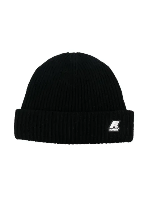 K Way Kids logo-patch ribbed beanie